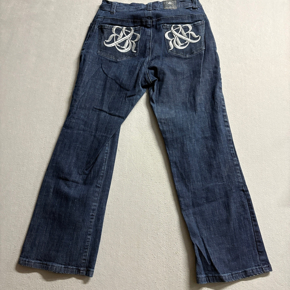 Rock & Republic Bootcut Jeans Womens 10 Blue Denim Embroidered Pocket Stretch