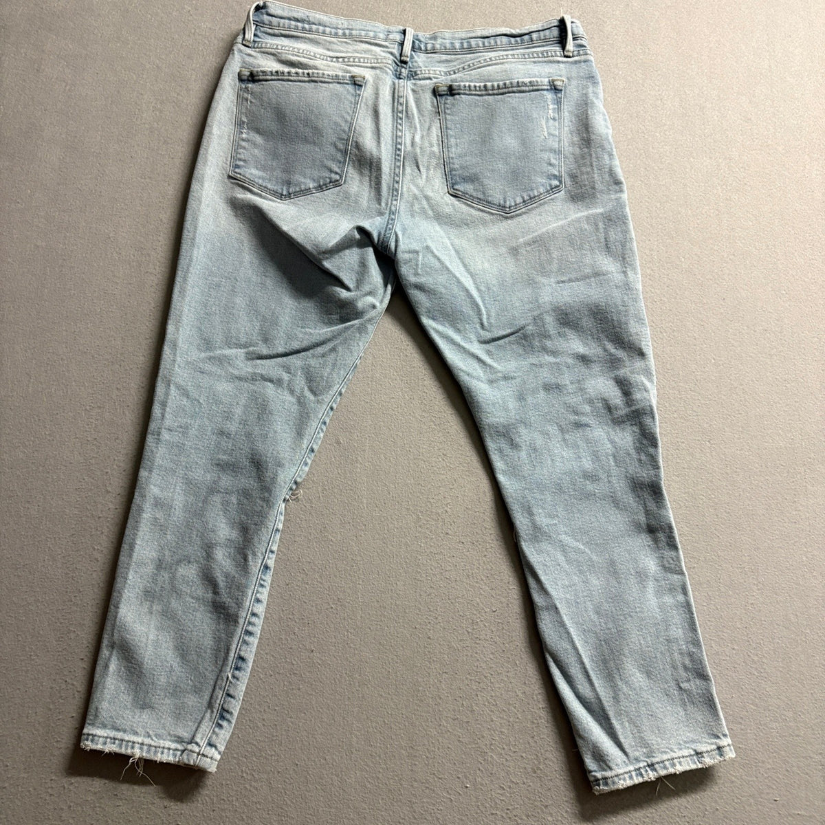Frame Le Garcon Crop Distressed Jeans Womens Size 30 Light Wash Blue Denim
