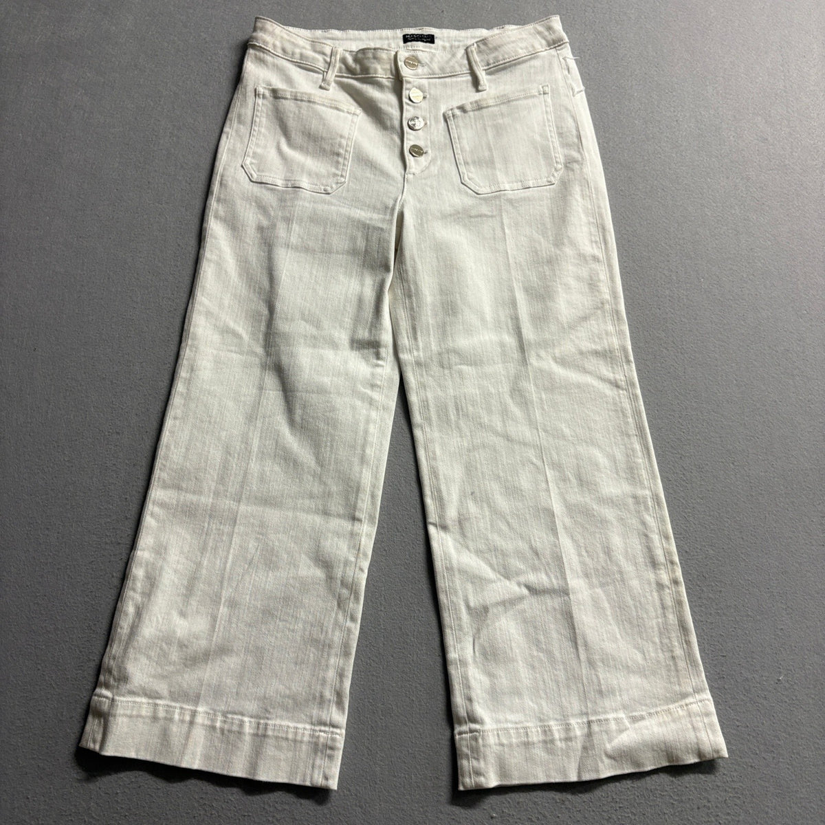 Marciano Guess Wide Leg Jeans Womens 27 Off White Button Fly High Rise Crop