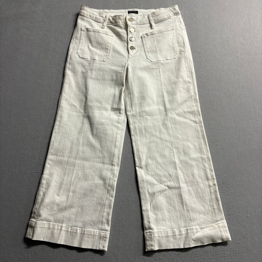 Marciano Guess Wide Leg Jeans Womens 27 Off White Button Fly High Rise Crop