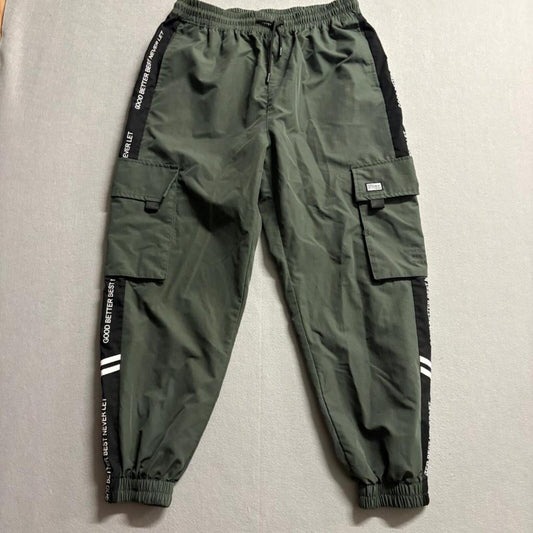 Unbranded Mens Cargo Jogger Pants Large Green Polyester Blend Athletic Track