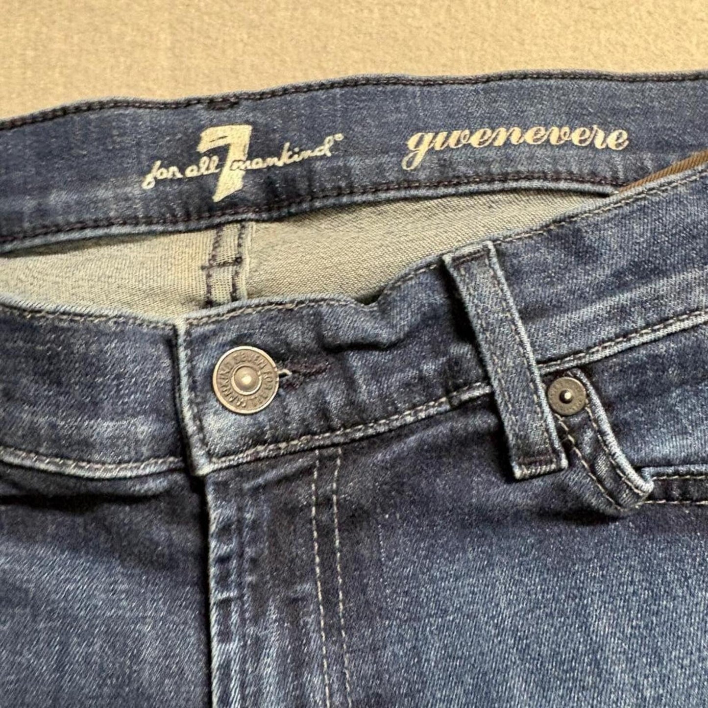 7 For All Mankind Gwenevere Skinny Jeans Women Size 30 Blue Denim Ankle Zip