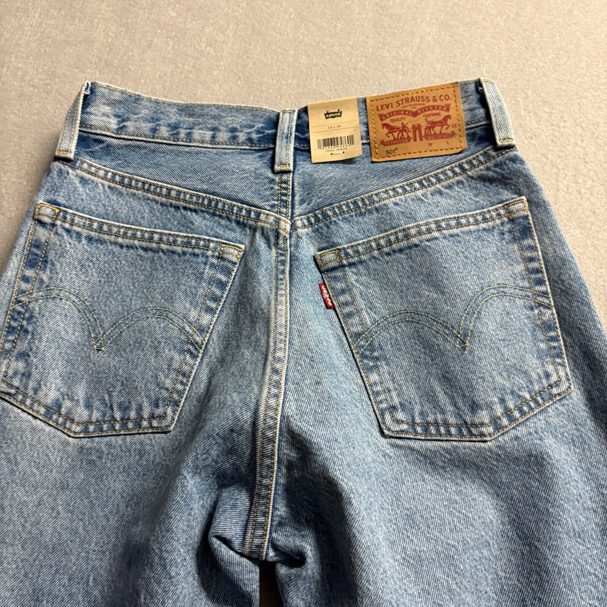 Levi's 501 Original High Rise Straight Leg Jeans Womens 24 x 30 Silver Stripe
