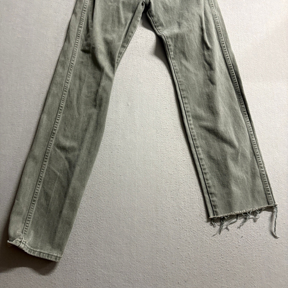 Wrangler High Rise Straight Leg Jeans Womens Green Gray Raw Hem Denim