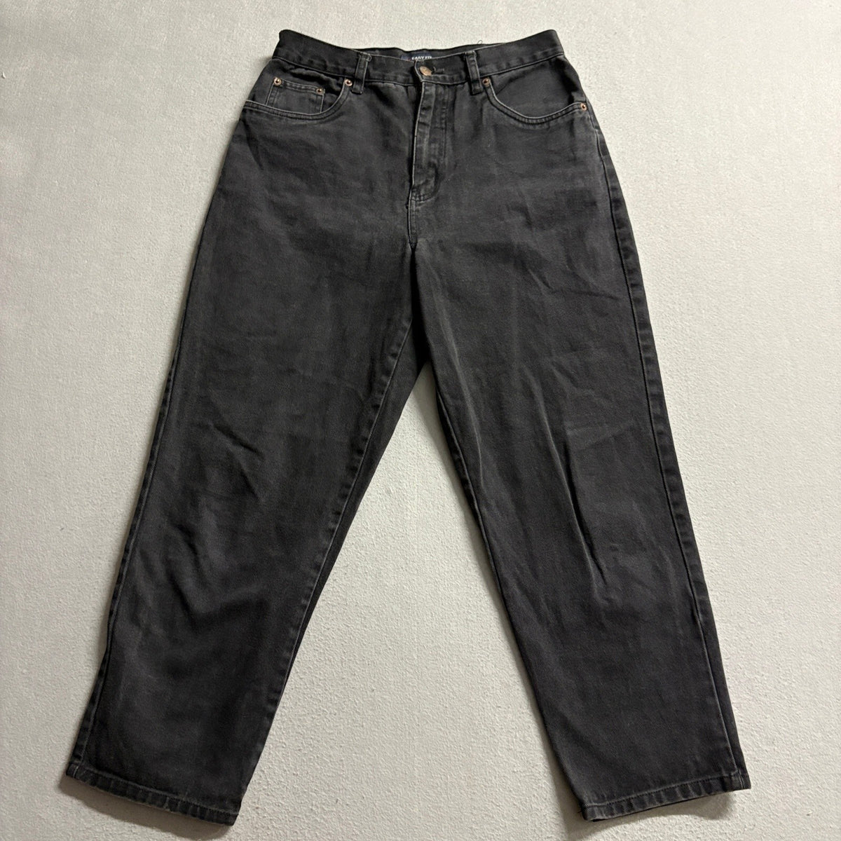 Bill Blass Jeans Womens 10P Black Denim Easy Fit High Rise Tapered Leg Vintage