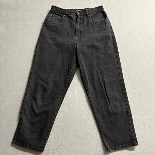 Bill Blass Jeans Womens 10P Black Denim Easy Fit High Rise Tapered Leg Vintage
