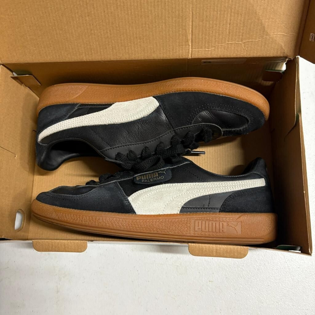 Puma Palermo Lth Black Feather Gray Gum Mens Size 10 Leather Sneakers 396464-03