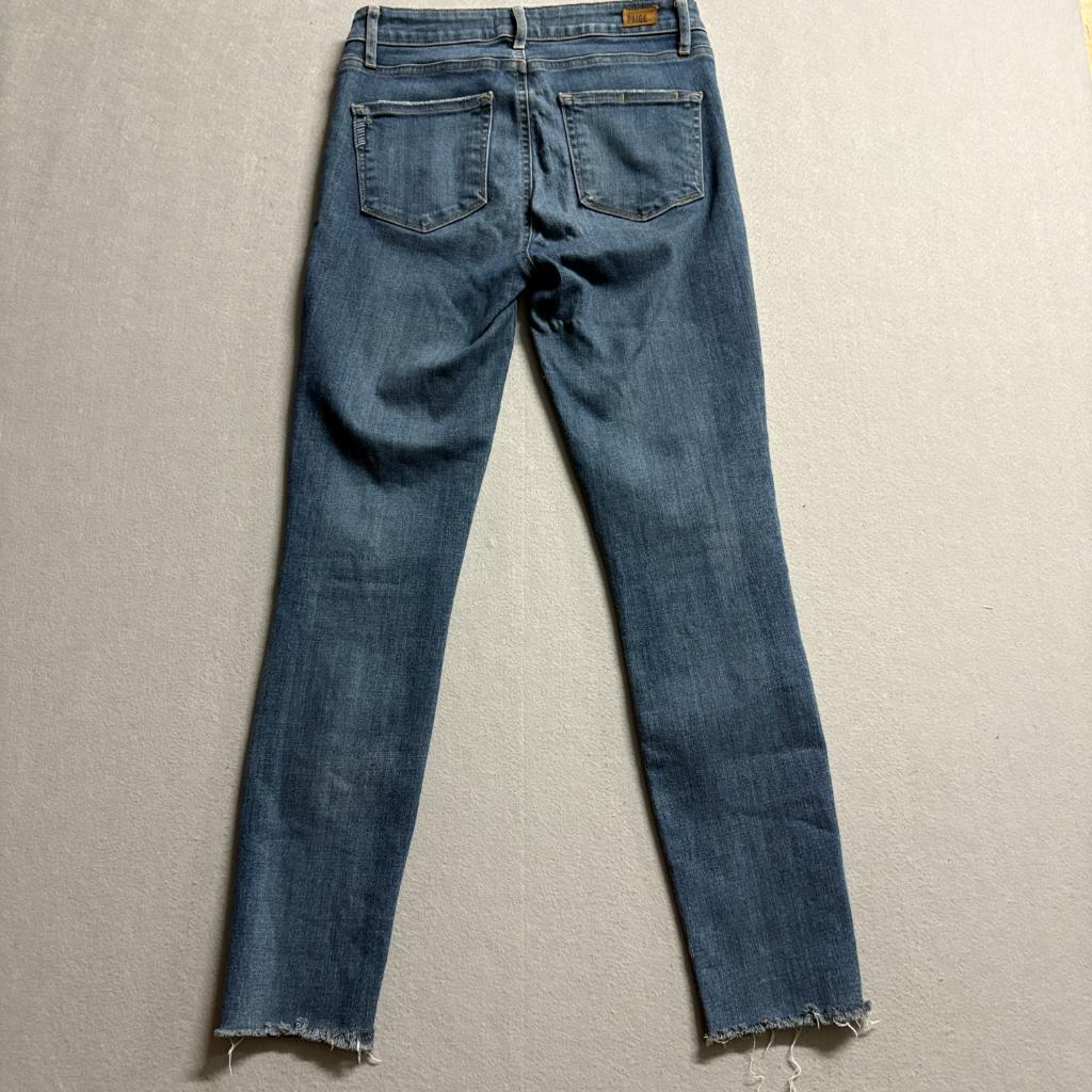 Paige Hoxton Ankle Skinny Jeans Womens Size 27 Blue Denim Raw Hem Stretch