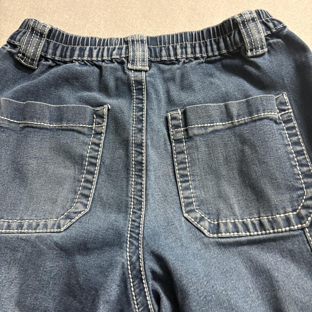 Almost Famous Cargo Jeans Womens Medium Blue Elastic Waist Utility Y2K Denim