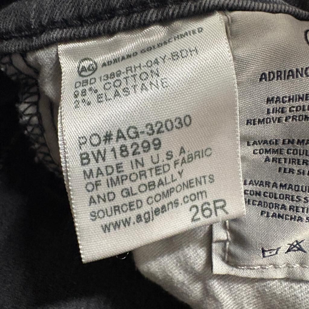 AG Adriano Goldschmied The Legging Ankle Jeans Womens 26R Gray Super Skinny Raw