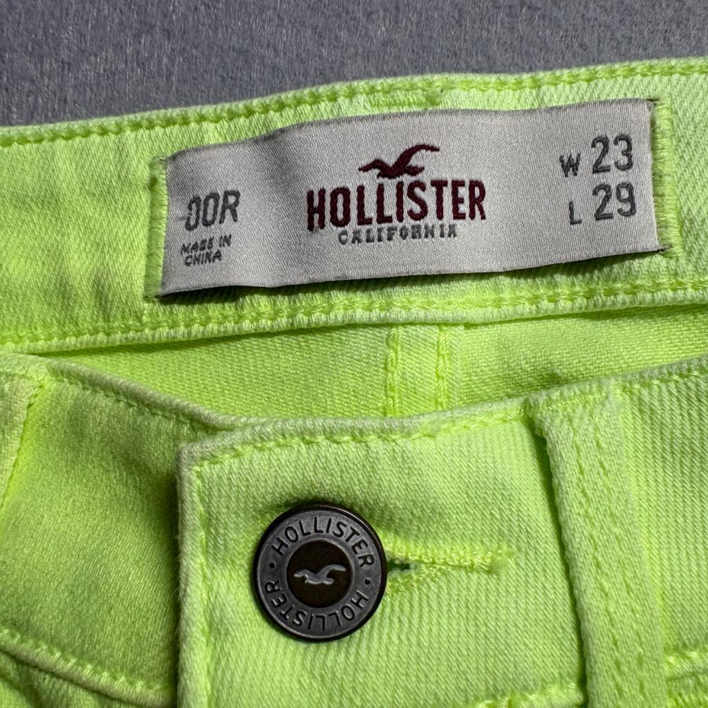Hollister Super Skinny Jeans Womens 23x29 Neon Lime Green Stretch Denim Low Rise