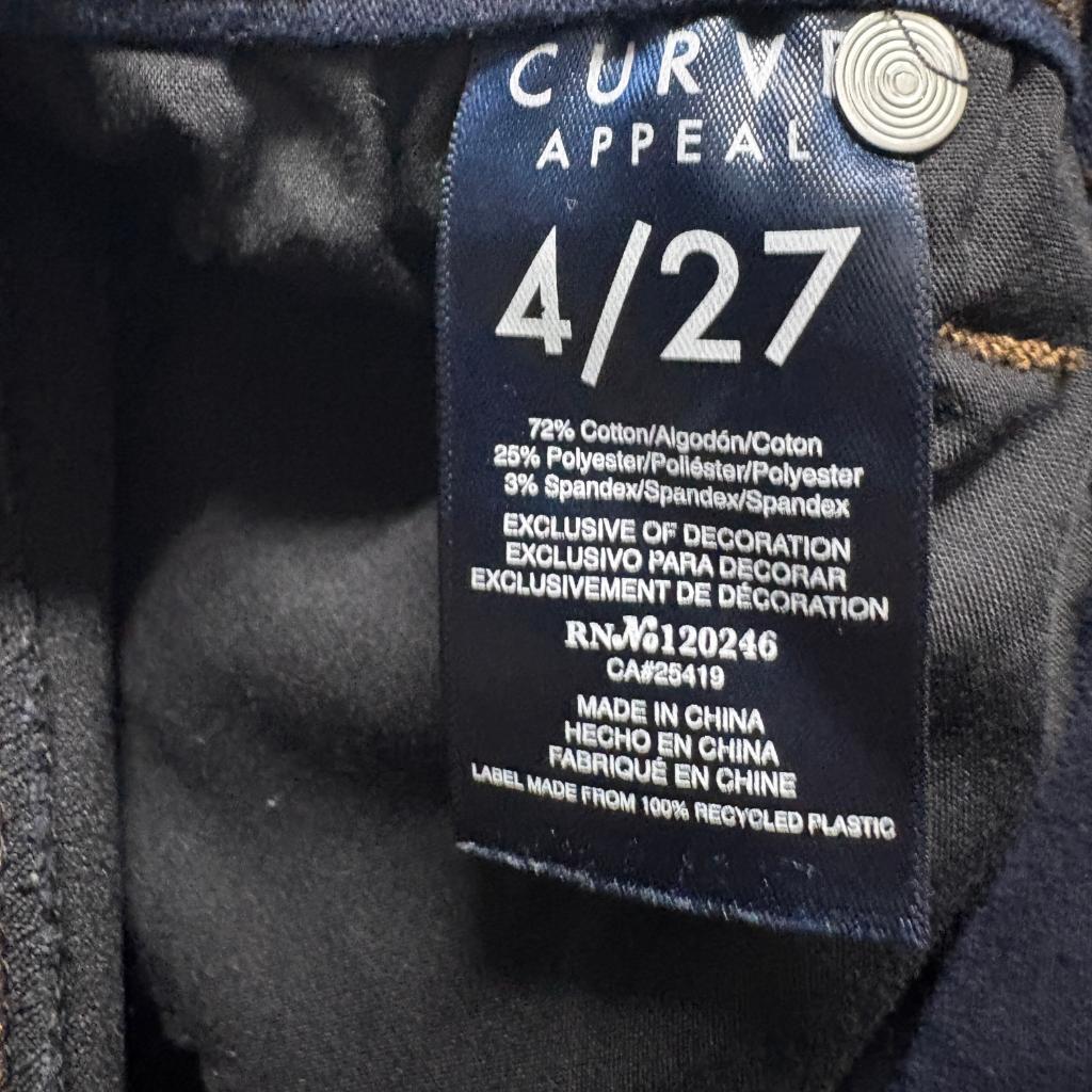 Curve Appeal Skinny Jeans Womens 4/27 Dark Wash Blue Denim Stretch High Rise