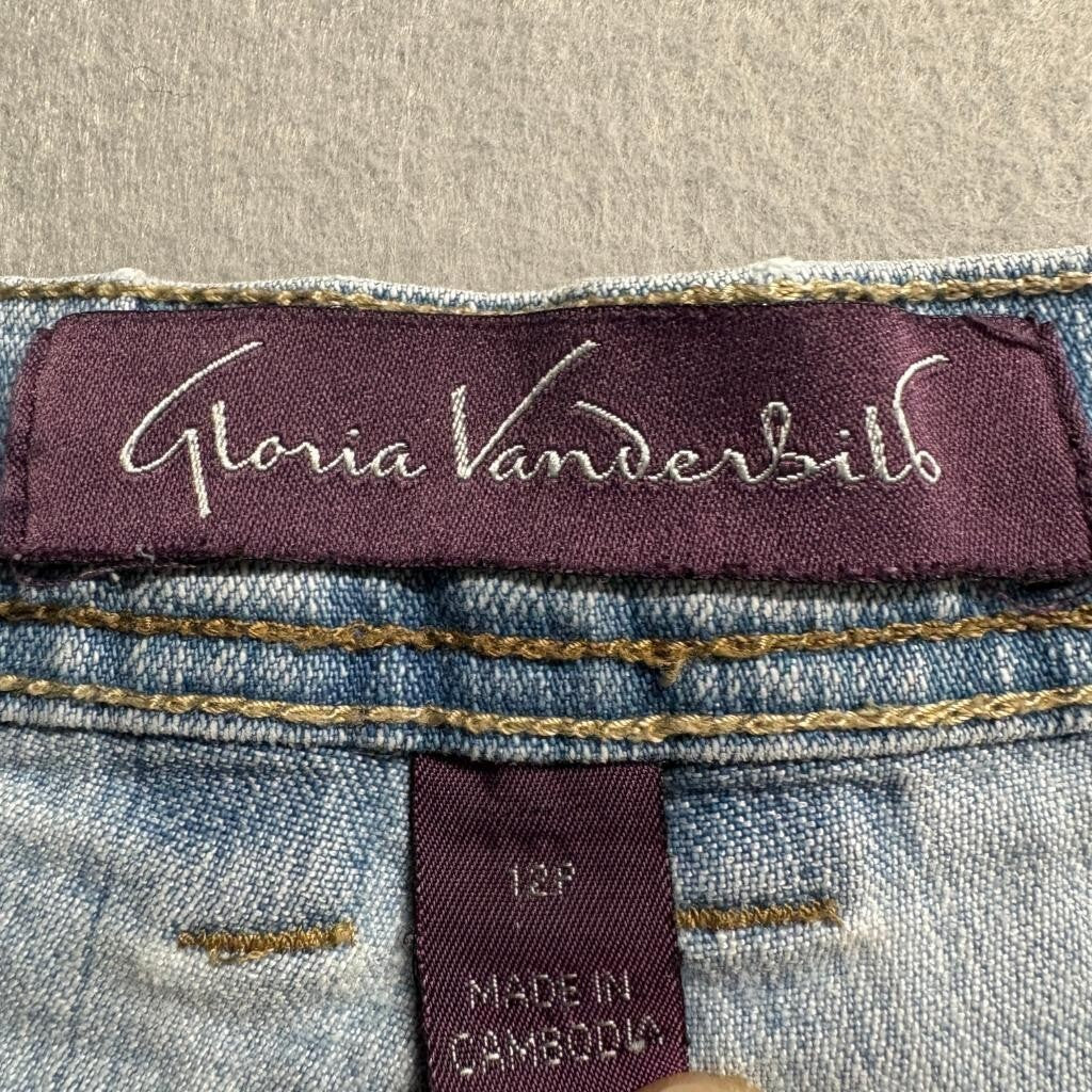 Gloria Vanderbilt Amanda Jeans Womens 12P Blue Denim High Rise Straight Leg