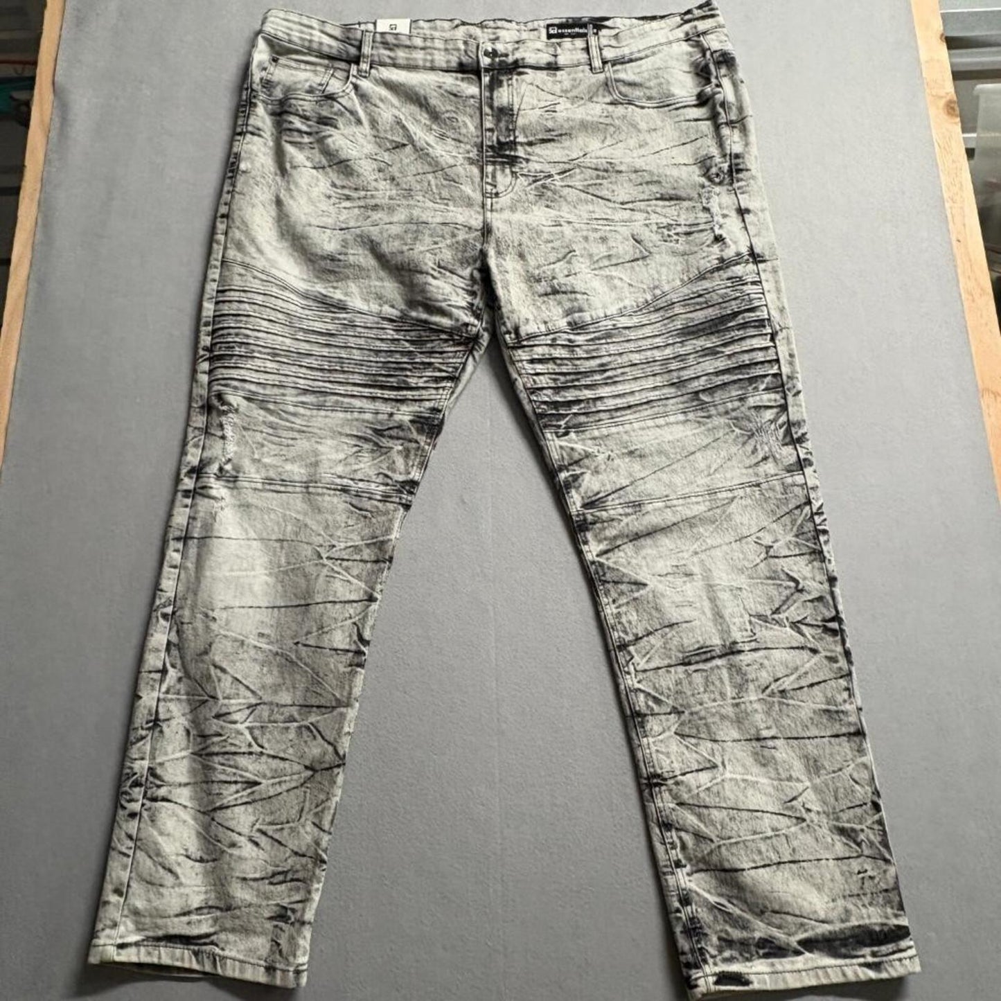 Southpole SP Essentials Mens Moto Jeans Size 48 Gray Acid Wash Stretch Denim