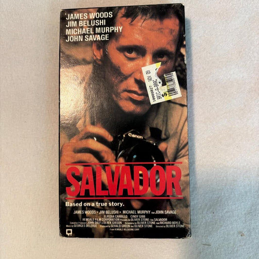 Salvador VHS 1986 Vestron Video James Woods Oliver Stone Clamshell Slipcover