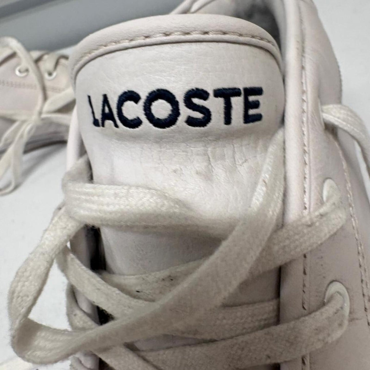 Lacoste Ampthill LCR Mens Size 11 White Leather Mid Top Casual Sneakers
