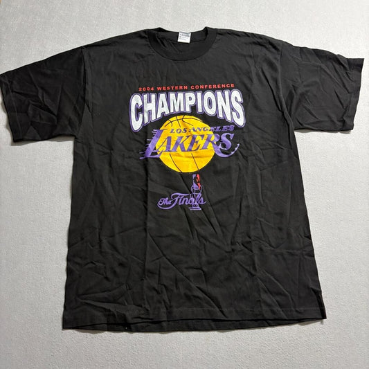 Vintage 2004 Los Angeles Lakers Western Conference Champions Shirt Mens XL Black
