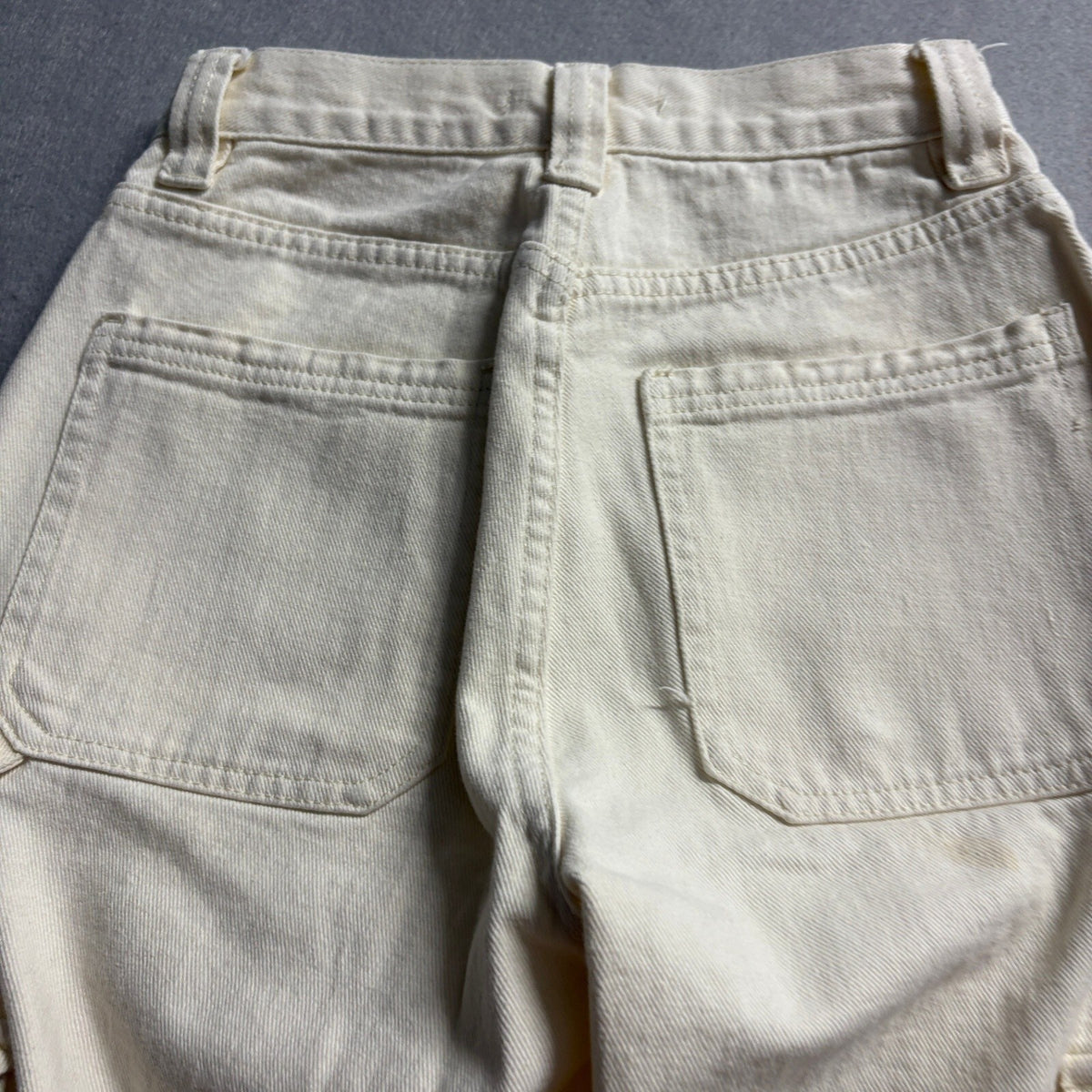 PacSun Womens Cargo Utility Pants Size 23 Cream Off White Denim Straight Leg