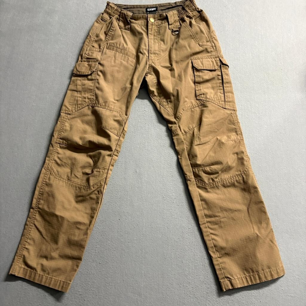 CQR Mens Tactical Cargo Pants Coyote Brown Ripstop Work Combat Pants Size 28x27