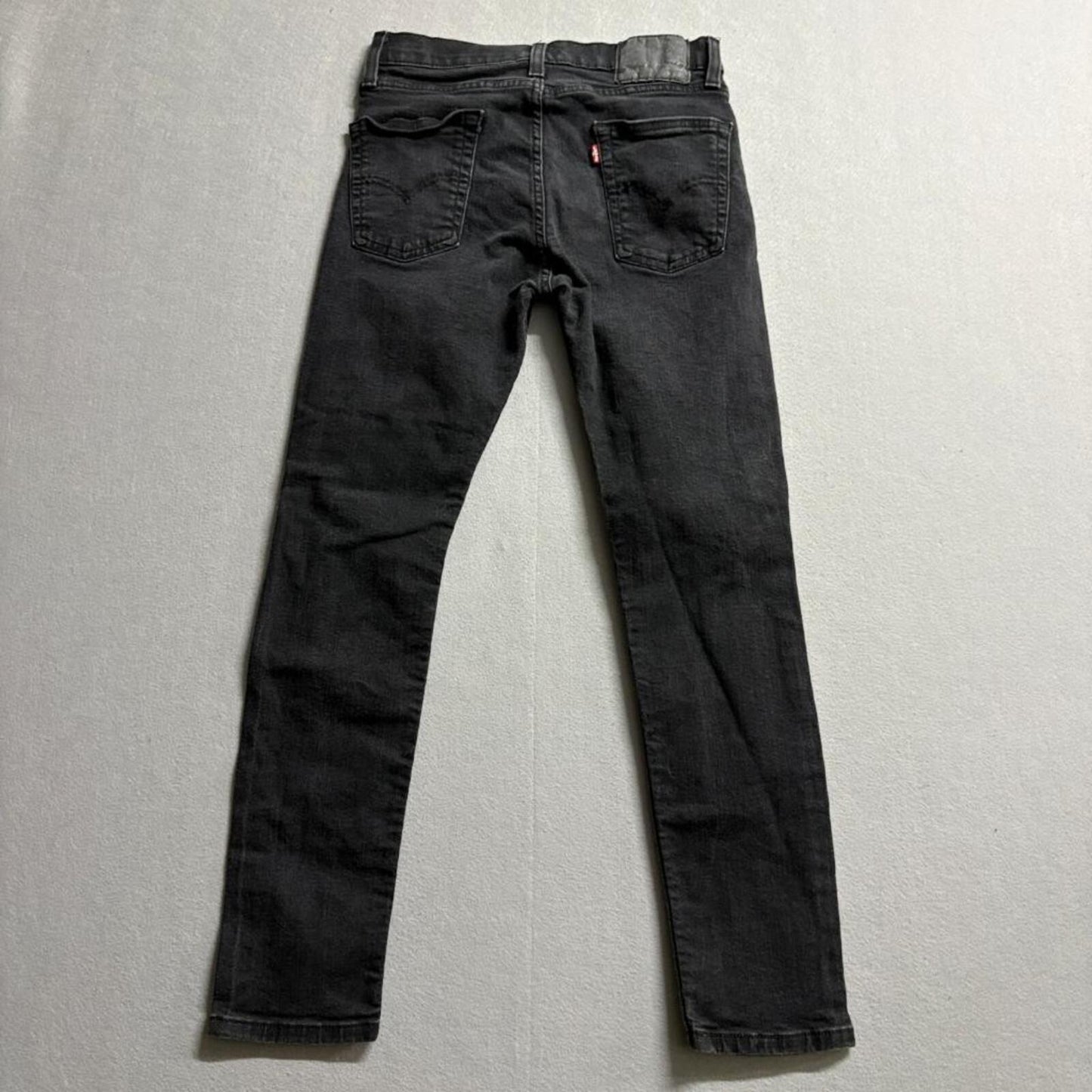 Levis 510 Skinny Fit Jeans Mens 29x30 Black Distressed Ripped Knee Denim