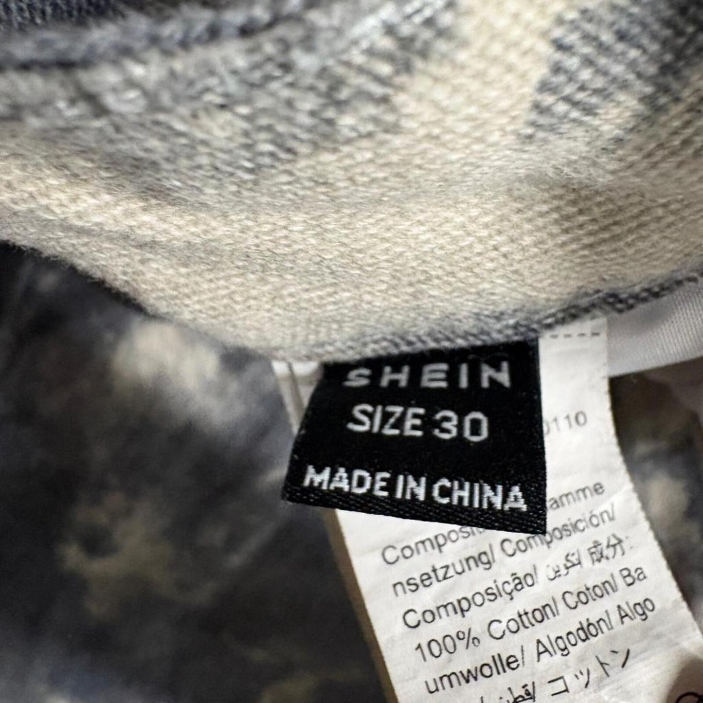 Shein Tie Dye Cargo Pants Womens Size 30 Gray White Acid Wash Wide Leg Utility