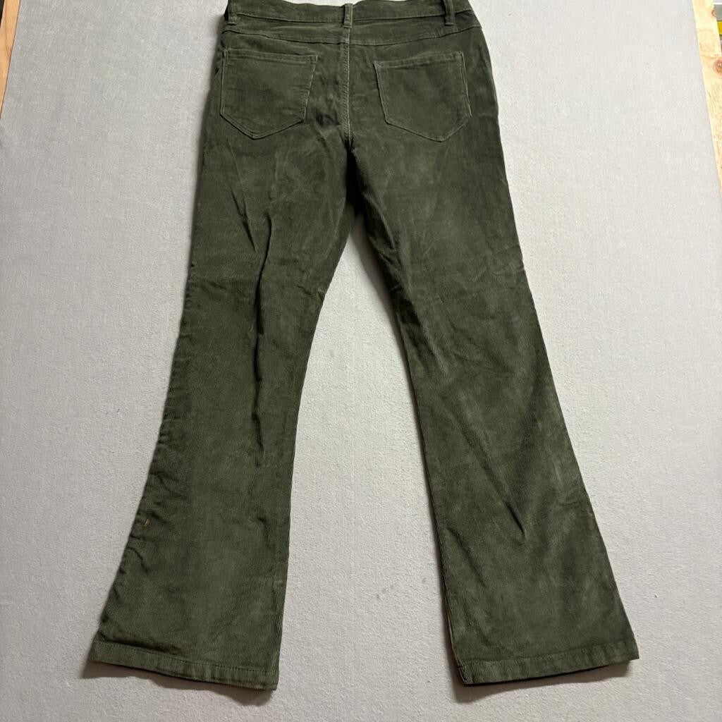 Kensie Jeans Womens The Tessa High Rise Bootcut Corduroy Pants Olive Green 12/31