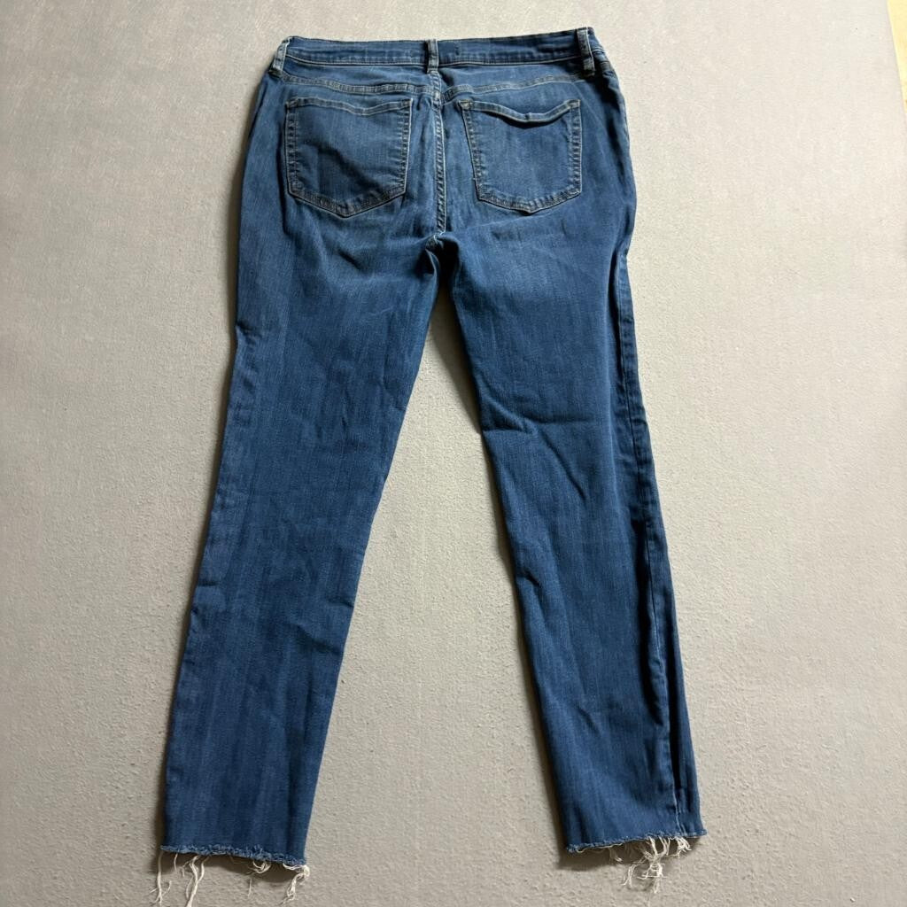 Free People Women Skinny Jeans Size 31 Blue Denim Button Fly Raw Hem Stretch