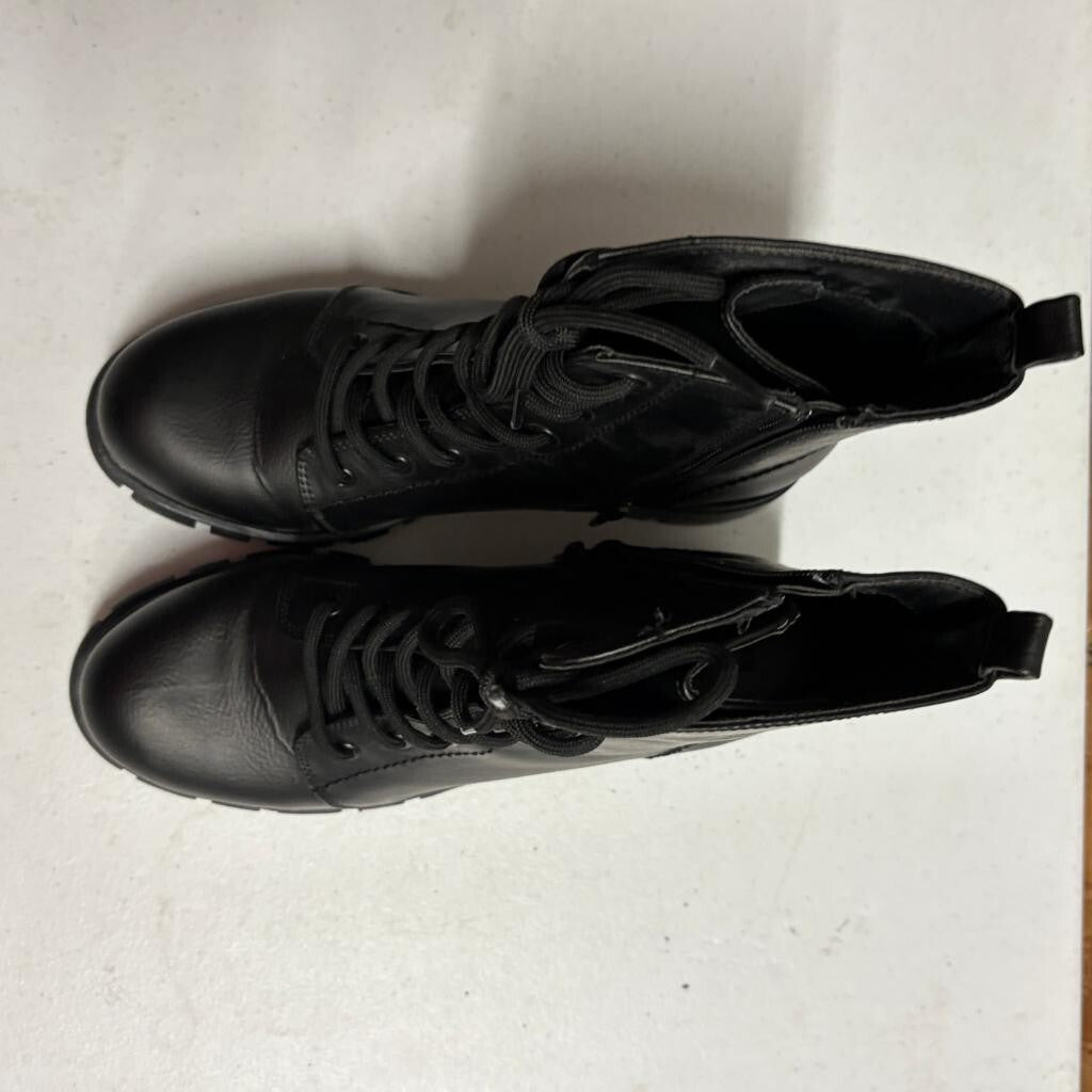 MIA Tauren Womens Combat Boots Size 9M Black Lace Up Side Zip Lug Sole MH1103A