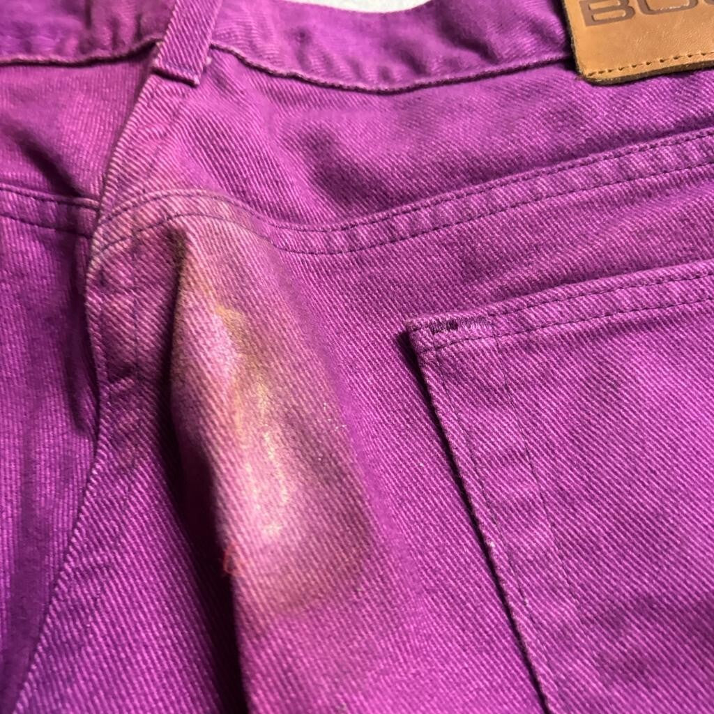 Vintage Hugo Boss Purple Denim Jeans Womens 36L High Rise Straight Leg Made in