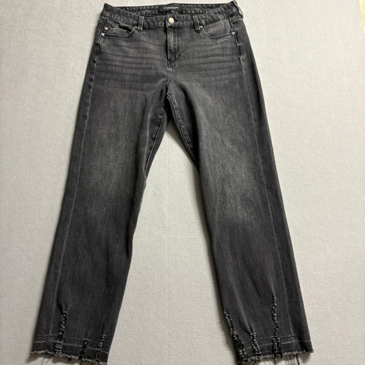 Liverpool Los Angeles The Straight Jeans Womens 12/31 Black Frayed Distressed