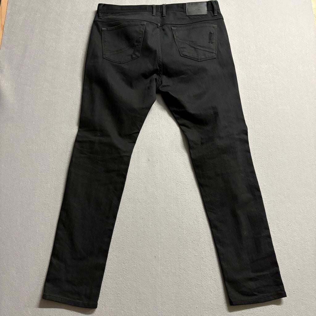 Empyre Verge Mens Black Distressed Ripped Skinny Jeans Size 34x28
