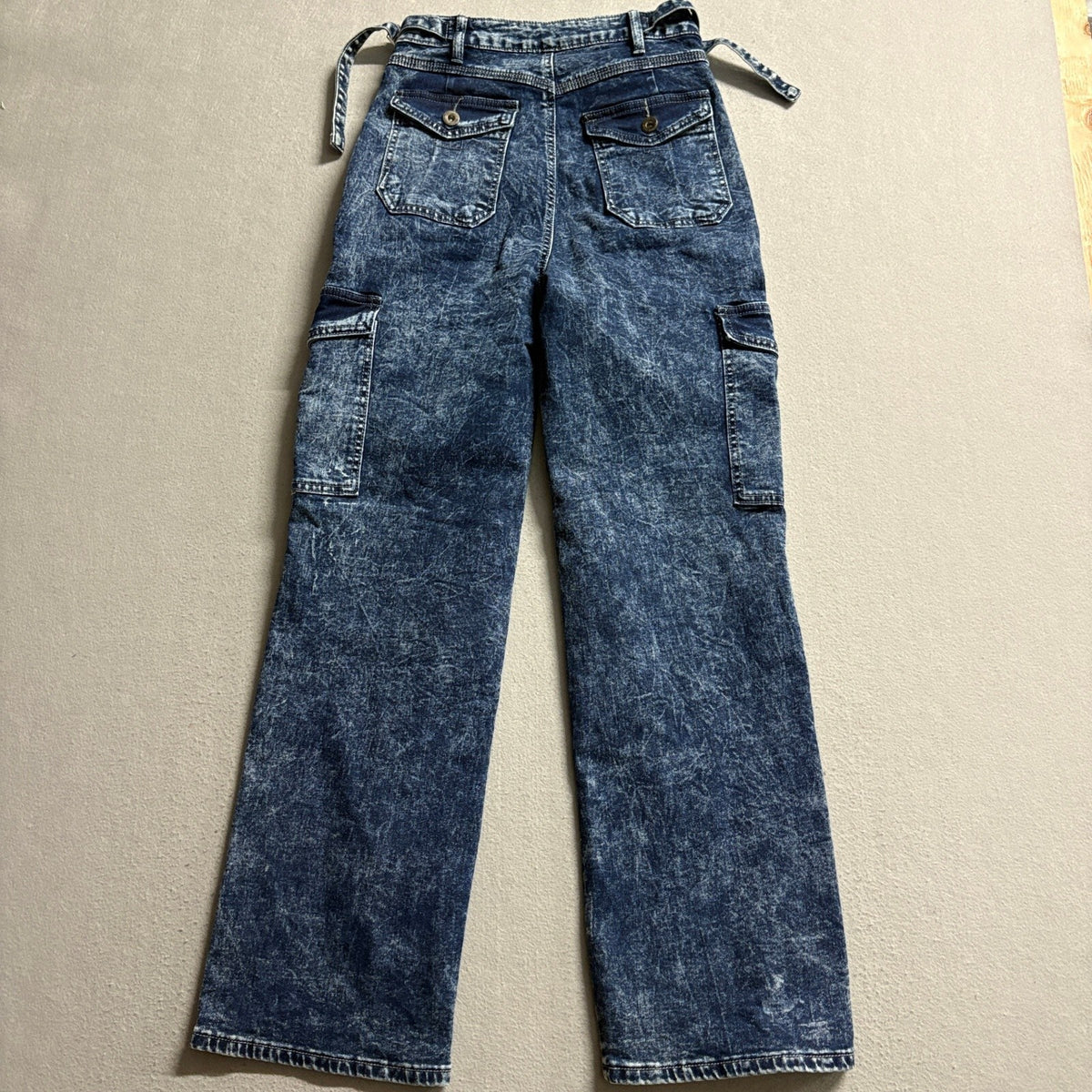 Republic Denim Jeans Womens Small Blue Acid Wash Cargo Utility High Rise Pants