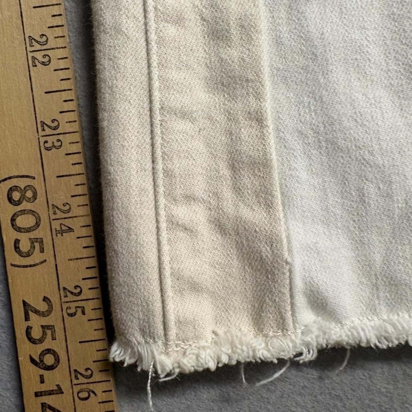 FRAME Le Crop Mini Boot Jeans Womens 25 White Beige Colorblock Raw Hem Stretch