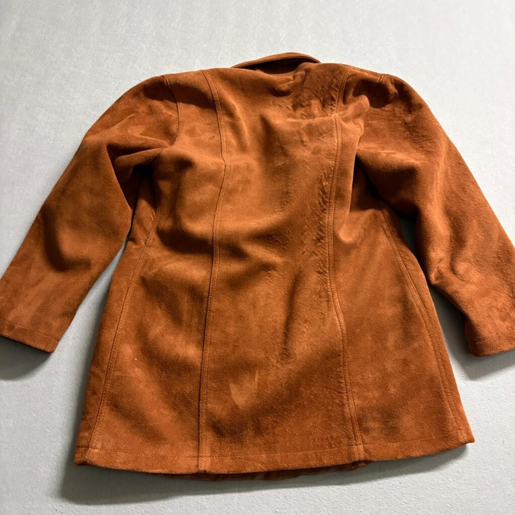 Moda V Italy Milano Womens Medium Suede Jacket Brown Button Front Coat Vintage