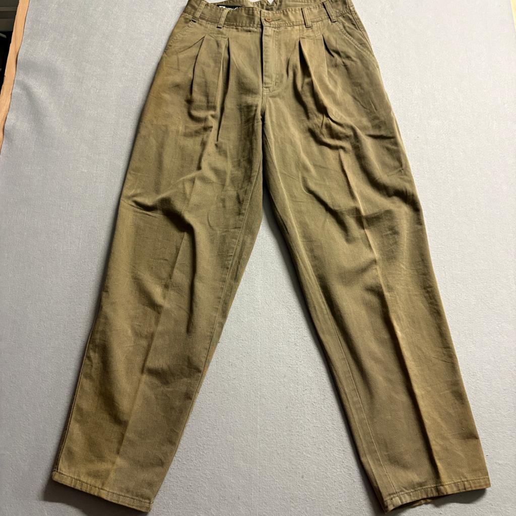 Vintage Zeppelin Pleated Chino Pants Womens 32 Brown Cotton High Rise Tapered