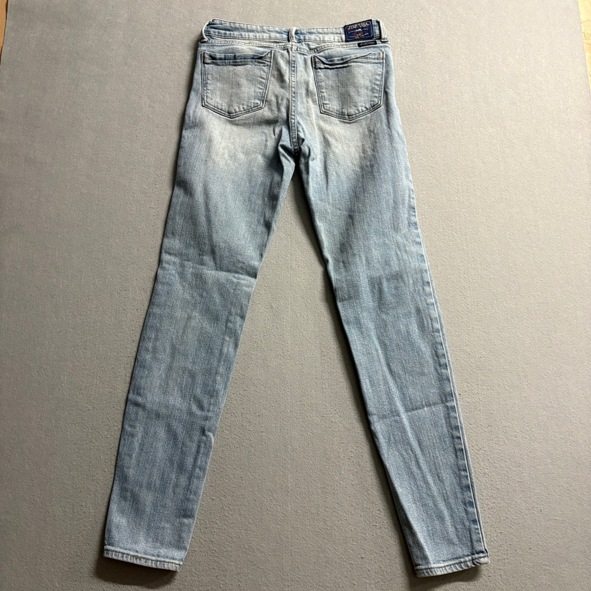 JUST USA Womens Distressed Skinny Jeans Size 9 Blue Denim Stretch Light Wash