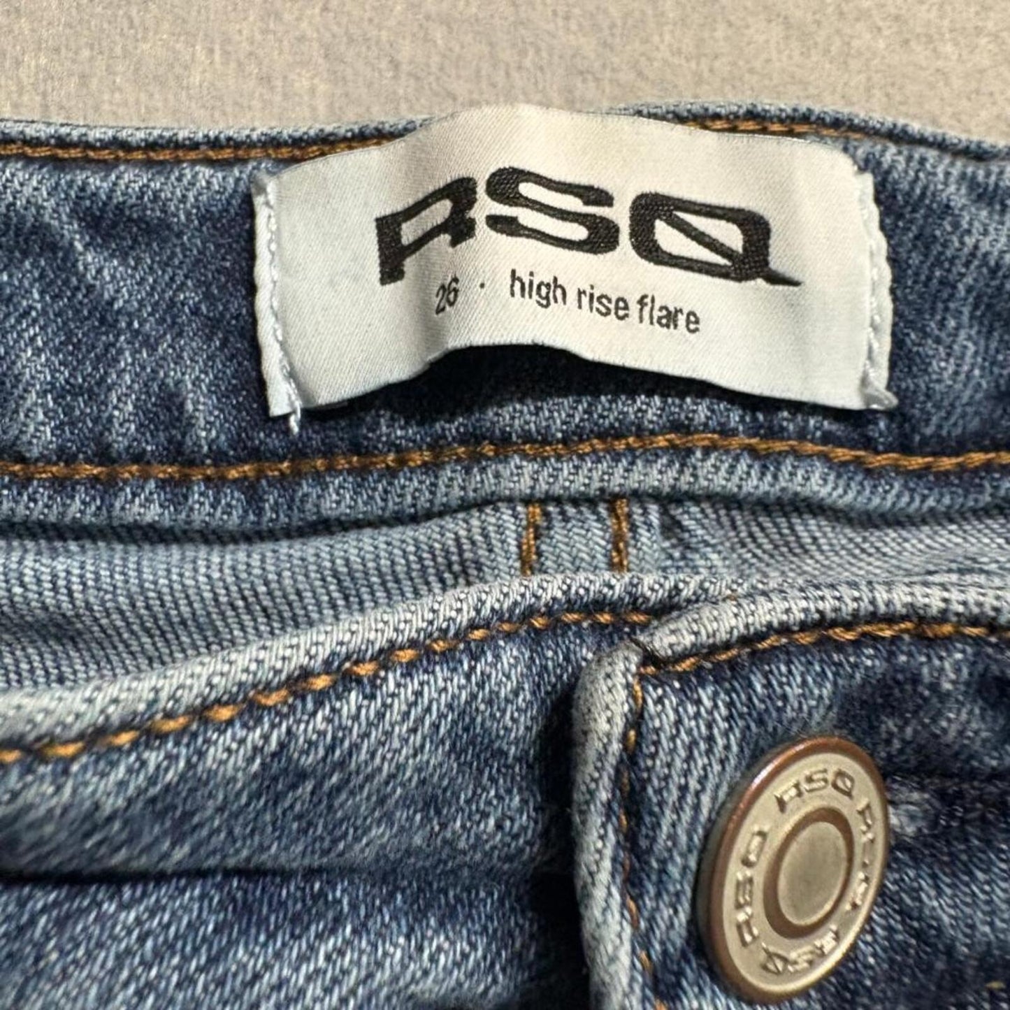 RSQ High Rise Flare Jeans Womens Size 26 Blue Denim Stretch Pants