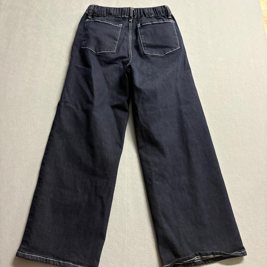 Unbranded Dark Wash Wide Leg Jeans Womens Small Drawstring Elastic Waist Denim