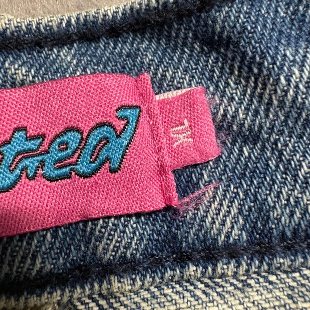 Edikted Distressed Straight Leg Jeans Womens XL Blue Denim High Rise Ripped