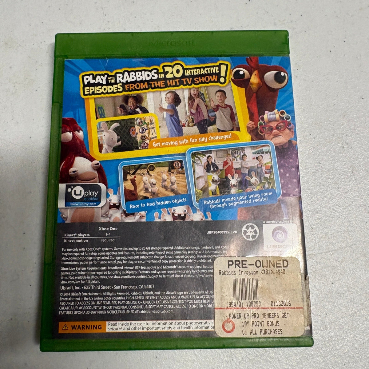 Rabbids Invasion The Interactive TV Show Microsoft Xbox One Game Requires Kinect