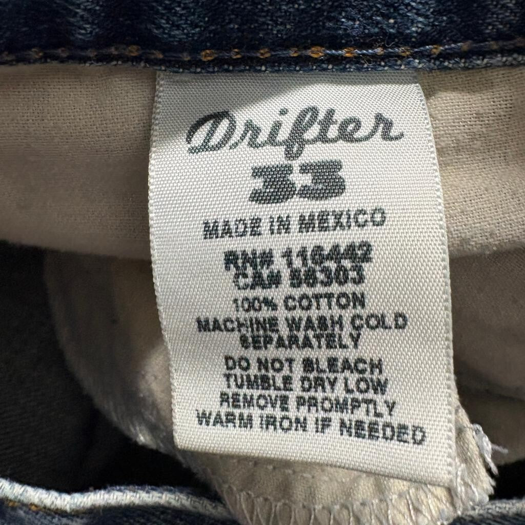 Free World Drifter Jeans Mens 33 Blue Denim Straight Leg 100% Cotton