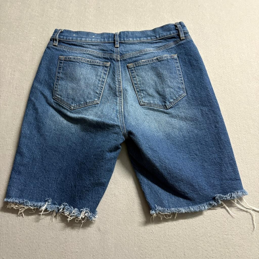 Loft Denim Bermuda Shorts Womens Size 27 4 Blue Jean Frayed Raw Hem Cut Off