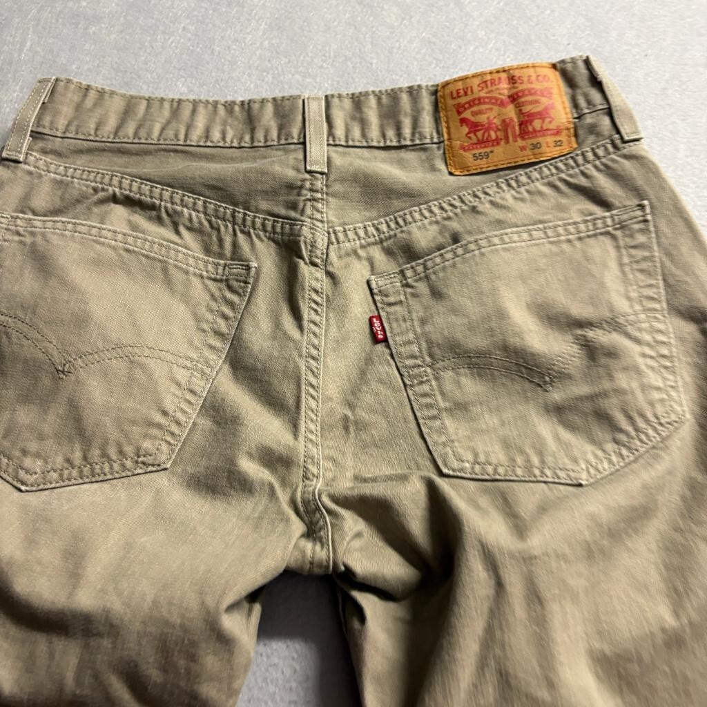 Levi's 559 Relaxed Straight Pants Mens 30x32 Brown Khaki Cotton Chino Denim