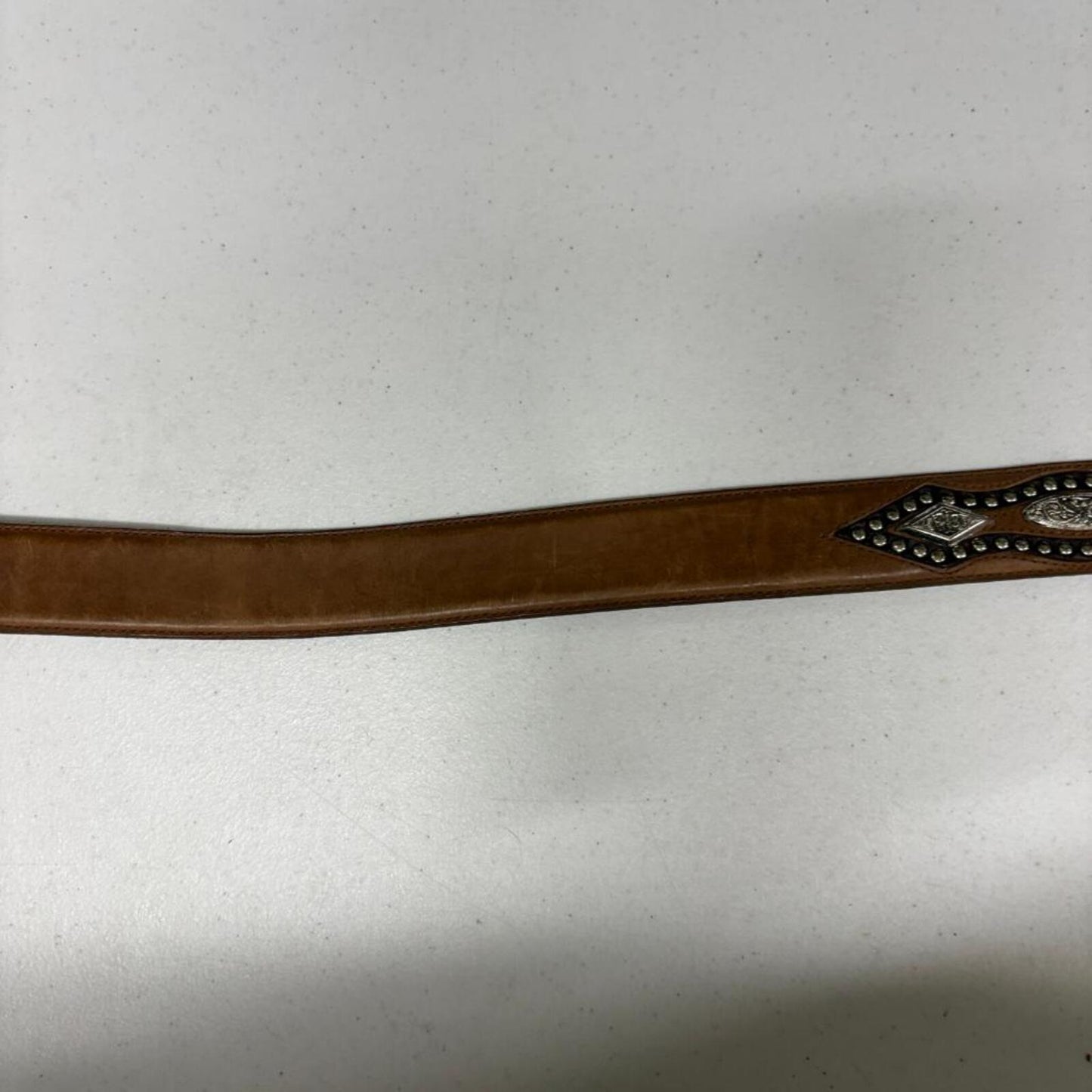 Nocona Belt Co Womens Brown Leather Western Belt Size 38 Studded Silver Buckle