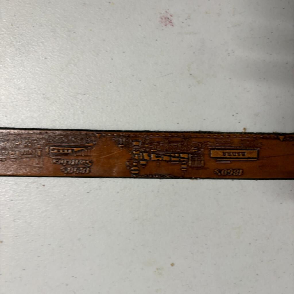 Vintage 1987 Pennsylvania Railroad Broadway Limited Belt Buckle with Leather