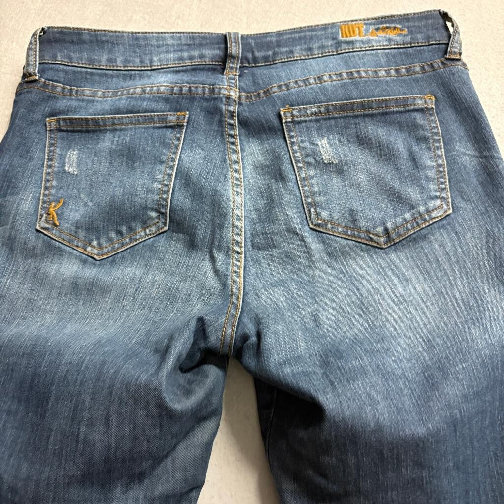 Kut from the Kloth Skinny Jeans Womens Size 8 Blue Raw Frayed Hem Stretch Denim