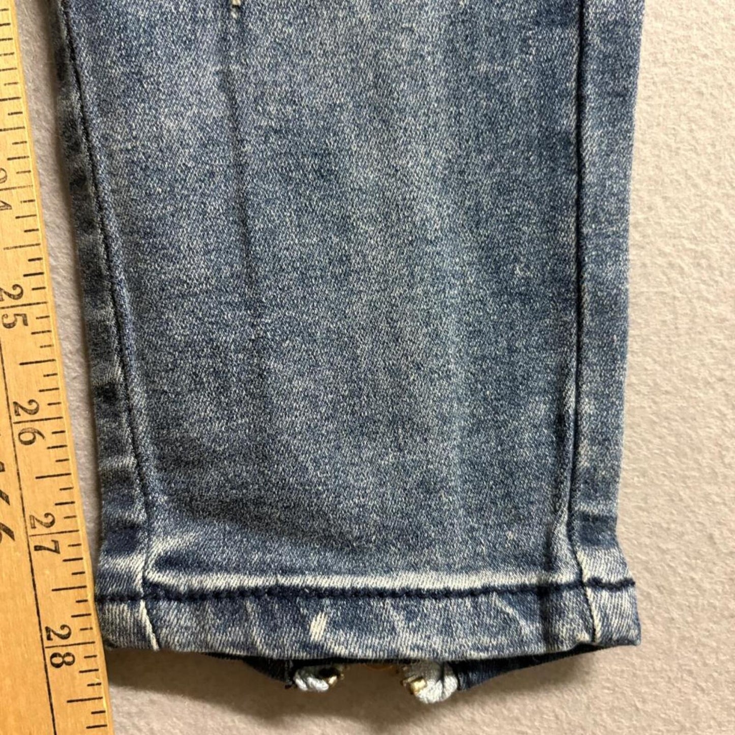 Astatine Denim Mens 32 Distressed Patchwork Skinny Jeans Blue Zip Ankle Cargo