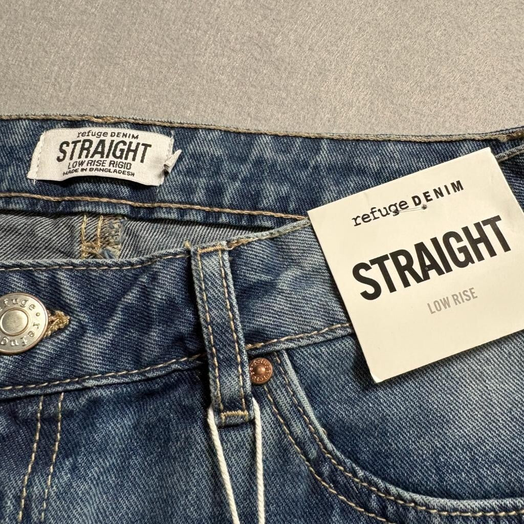 Refuge Denim Straight Leg Jeans Womens Size 5 Blue Low Rise Rigid Cotton