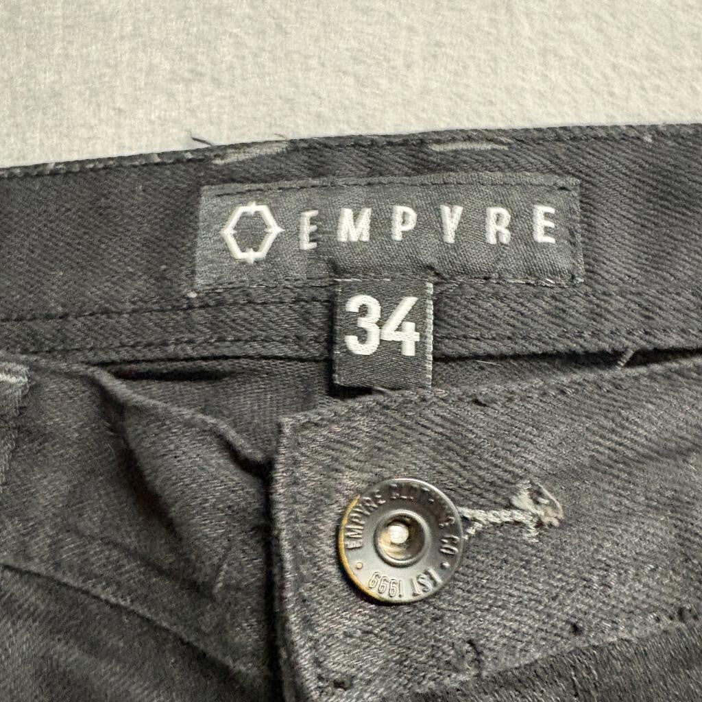 Empyre Verge Mens Black Distressed Ripped Skinny Jeans Size 34x28