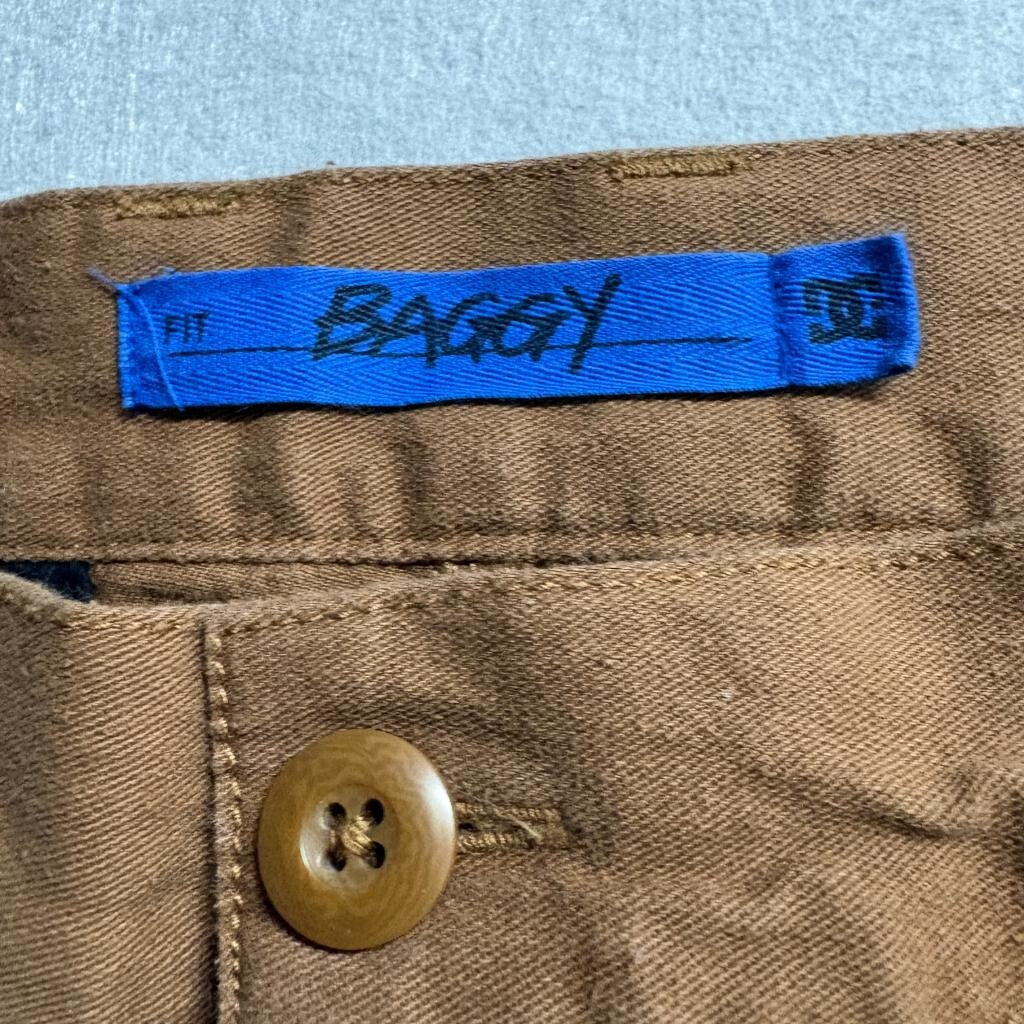 DC Shoes Co Mens Baggy Fit Cargo Pants Brown Skateboarding Chino Size 32x27